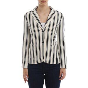 Weekend Max Mara Perak Striped Cotton-Blend Blazer Black White Women XS